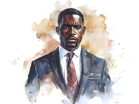 Watercolor AfricanBlack Businessman in business wear