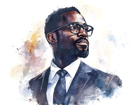 Watercolor AfricanBlack Businessman in business wear