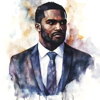 Watercolor AfricanBlack Businessman in business wear