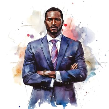 Watercolor AfricanBlack Businessman in business wear