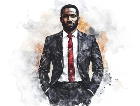 Watercolor AfricanBlack Businessman in business wear