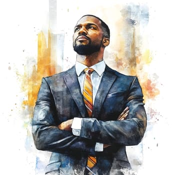 Watercolor AfricanBlack Businessman in business wear