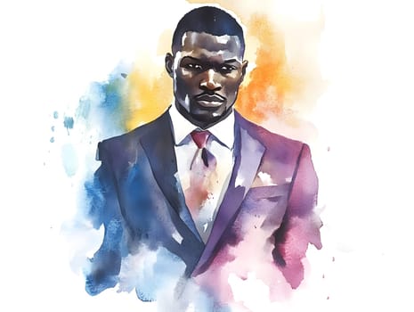 Watercolor AfricanBlack Businessman in business wear