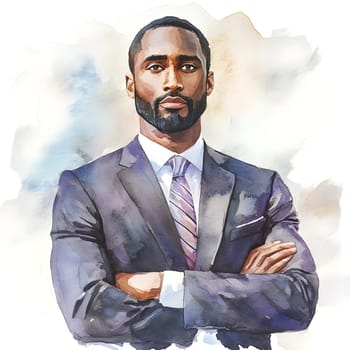 Watercolor AfricanBlack Businessman in business wear