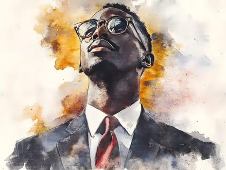 Watercolor AfricanBlack Businessman in business wear