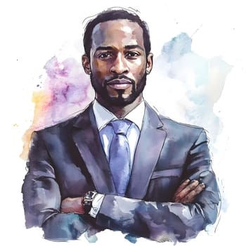Watercolor AfricanBlack Businessman in business wear