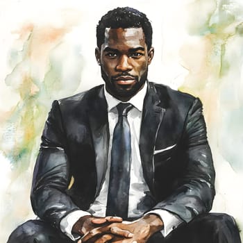 Watercolor AfricanBlack Businessman in business wear
