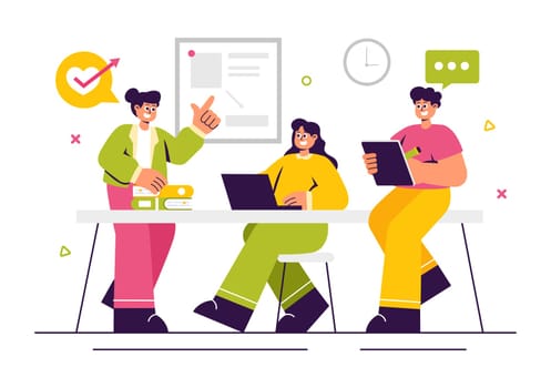 Vector illustration of an NGO or Non-Governmental Organization to Address Specific Social and Political Needs in a Flat Style Cartoon Background