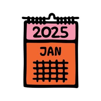 Doodle calendar schedule icon or logo, hand drawn with thin black line. Isolated on white background. Vector illustration