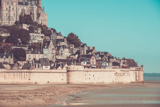 Mont Saint Michel monastery abbey on the island in Normandy, Northern France