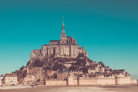 Mont Saint Michel monastery abbey on the island in Normandy, Northern France