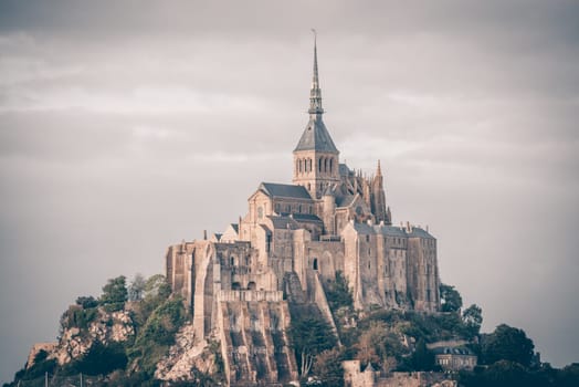 Mont Saint Michel monastery abbey on the island in Normandy, Northern France