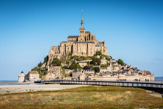 Mont Saint Michel monastery abbey on the island in Normandy, Northern France