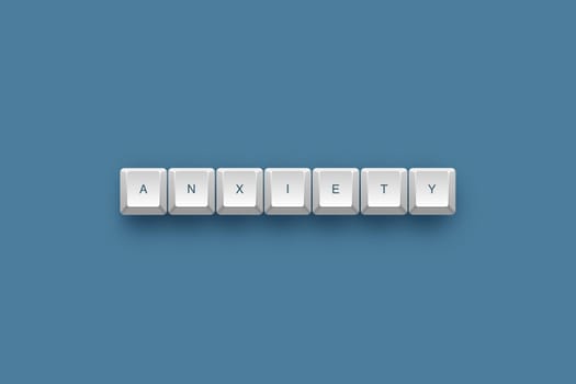 Anxiety text on a 3d keyboard button with shadow, 3d illustration