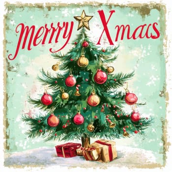A beautifully adorned Christmas tree features colorful ornaments and gifts placed beneath it creating a joyful holiday ambiance.