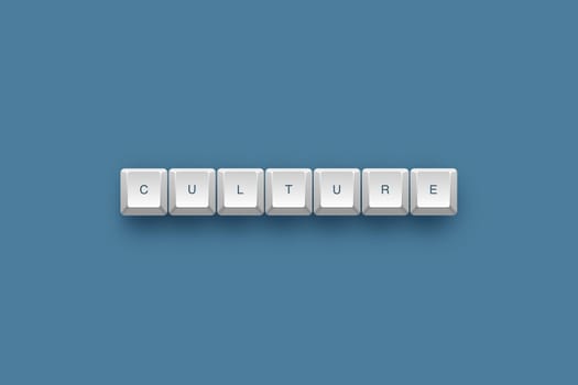 Culture text on a 3d keyboard button with shadow, 3d illustration