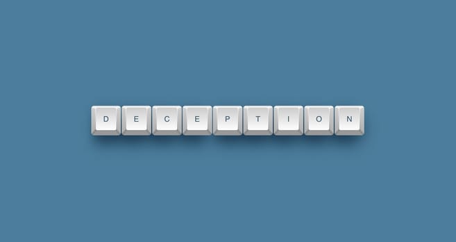deception text on a 3d keyboard button with shadow, 3d illustration