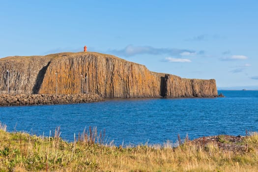 Cliff in the town of Stykkisholmur, Snaefellsnes peninsula, the western part of Iceland