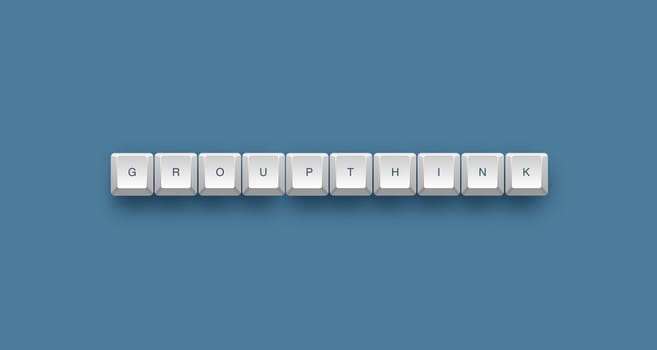 groupthink text on a 3d keyboard button with shadow, 3d illustration