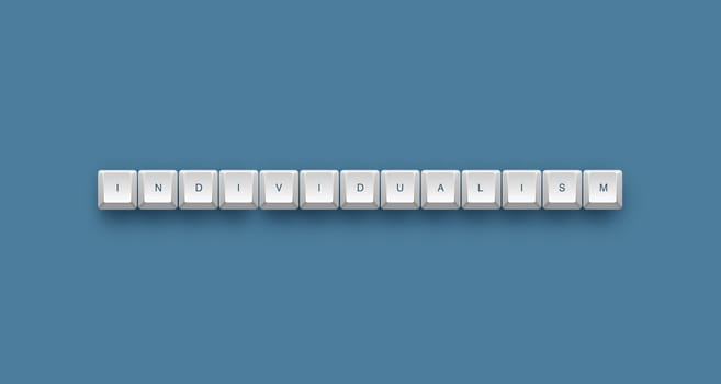 individualism text on a 3d keyboard button with shadow, 3d illustration