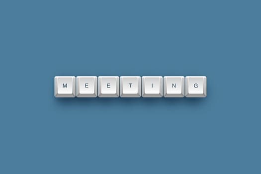 Meeting text on a 3d keyboard button with shadow, 3d illustration