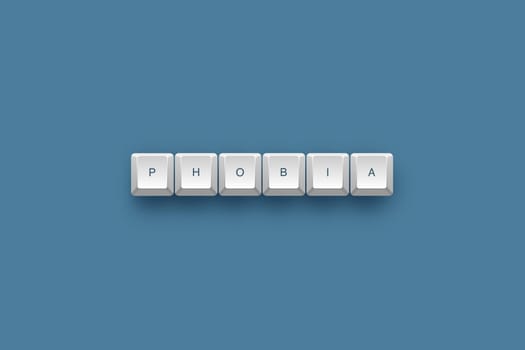 Phobia text on a 3d keyboard button with shadow, 3d illustration