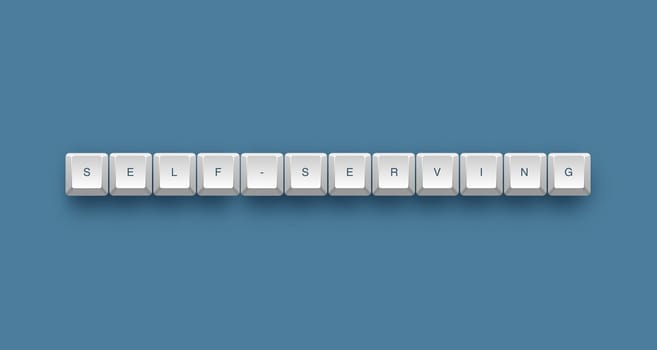 self-serving text on a 3d keyboard button with shadow, 3d illustration