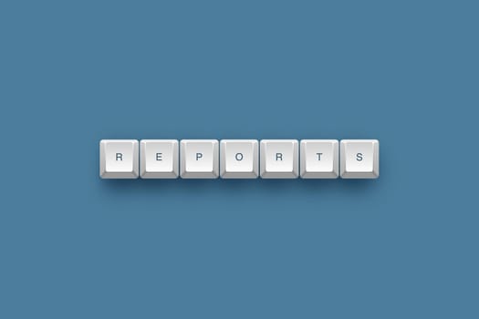 Reports text on a 3d keyboard button with shadow, 3d illustration