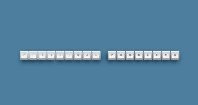 Practical problems in yourself text on a 3d keyboard button with shadow, 3d illustration