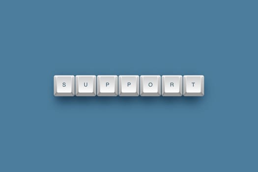 support text on a 3d keyboard button with shadow, 3d illustration