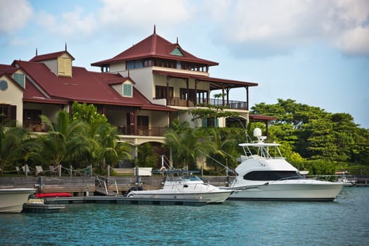 A beautiful view of marina at Eden Island, Mahe, Seychelles