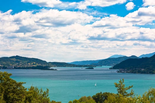 Summer View Over Lake in Alps. Horizontal shot