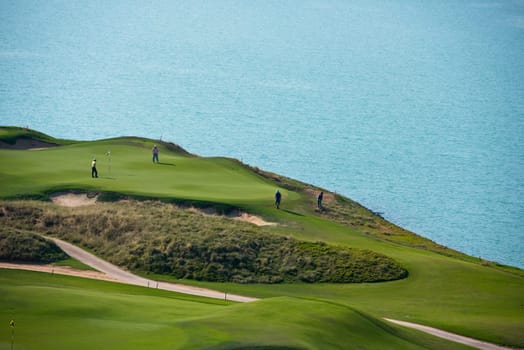 golf resort with the scenery of the sea. summer vacation