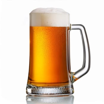pint of beer over a white background, AI generated image