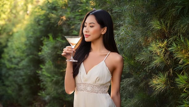gorgeous young chinese woman in white dress, AI generated image