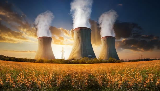 nuclear powerstation power plant, AI generated image