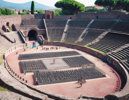 ruins of ancient roman amphitheatre, AI generated image