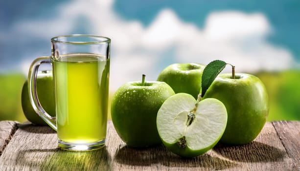 green apples granny smith fruits juice, AI generated image