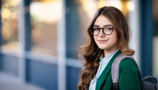 pretty young high school female student, AI generated image