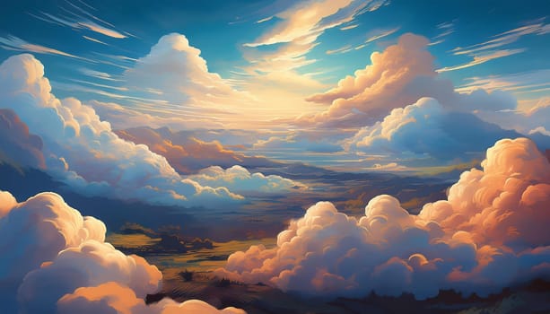 full frame cloudscape useful as a background, AI generated image