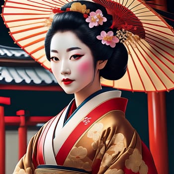 gorgeous young japanese geisha woman, AI generated image
