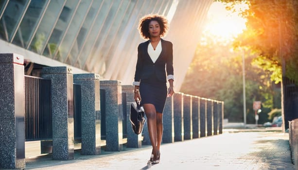gorgeous elegant business woman walking, AI generated image