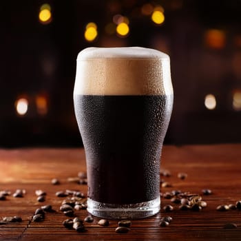 pint of stout beer in a pub, AI generated image