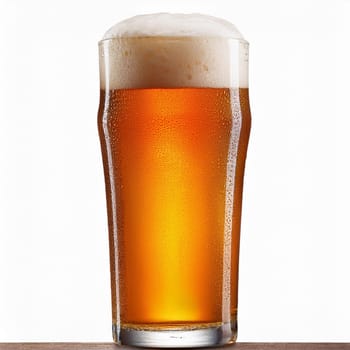 pint of beer over a white background, AI generated image