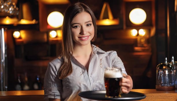 pretty young waitress woman, AI generated image