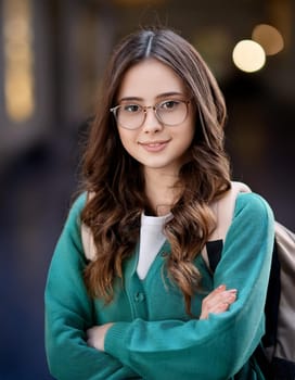 pretty young high school female student, AI generated image