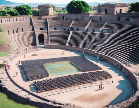 ruins of ancient roman amphitheatre, AI generated image