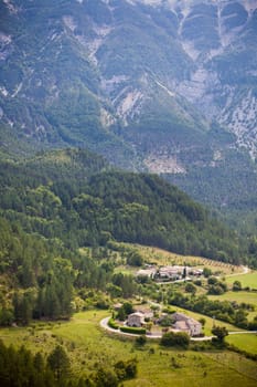 Mountains Landscape with a village in Provence, Southern France