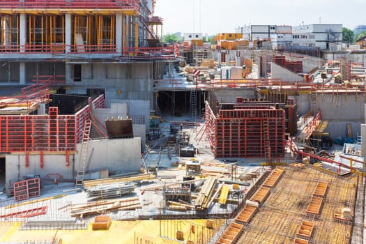 Modern Office Building Construction Site. Horizontal shot