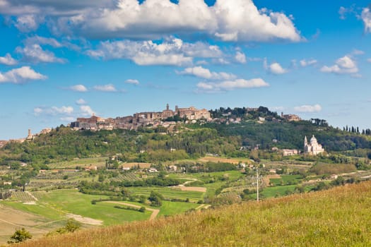 Montepulciano town view, Tuscany, Italy. Horizontal shot